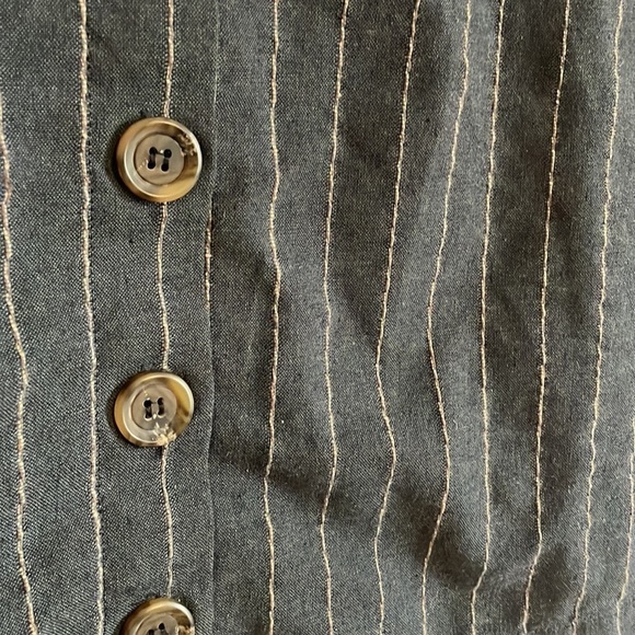 Preppy Minimalist Skirt Scallop Pinstripe Mini BluPepper SM Navy Blue Career - Picture 5 of 14